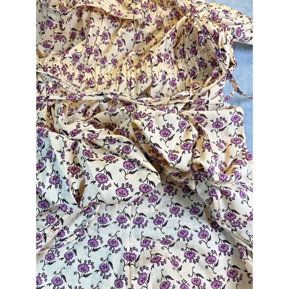 Tory Burch NEW spaghetti strap summer jumpsuit boho cottagecore tie belt Large